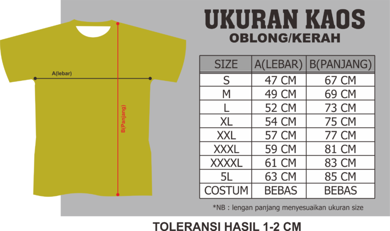 Size Chart Kaos Lokal Dan Luar