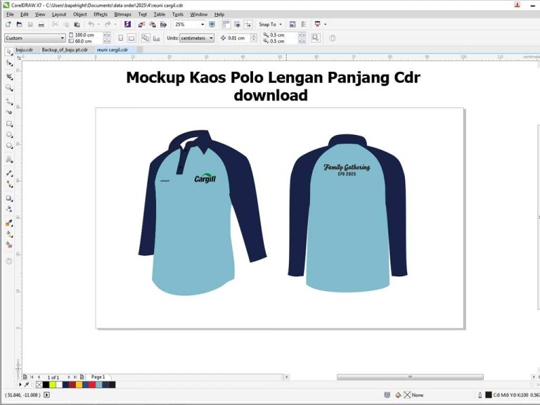 Mockup Kaos Polo Lengan Panjang Cdr